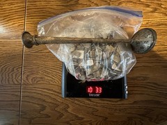 10 LBS SCRAP SILVER CONTACTS AND STERLING CANDLE HOLDER