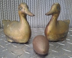 Vintage 2 Ducks And With Solid Egg Brass Duck Decor And Figurine Malaysia