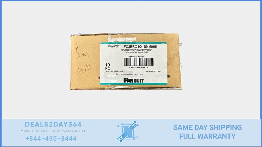 Panduit FX2ERQ1Q1SNM005 Duplex 50um Om3 LC Push-Pull-LC Push-Pull 5 Meter 10PK