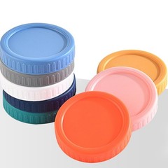 5Pcs Mason Jar Lids, Regular Mouth 86mm Storage Lids Silicone Ring, Pink