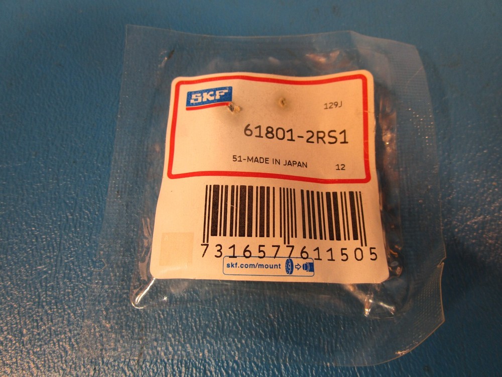 SKF 61801-2RS1, Deep Groove Ball Bearing, 12 mm ID, 21 mm OD, 5 mm Width, Double