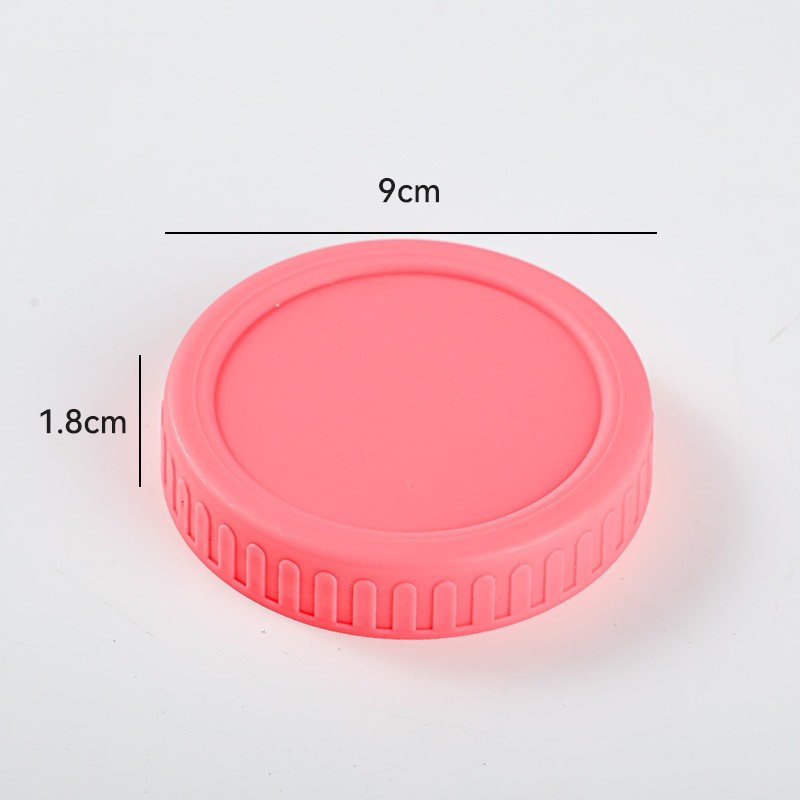 5Pcs Mason Jar Lids, Regular Mouth 86mm Storage Lids Silicone Ring, Pink