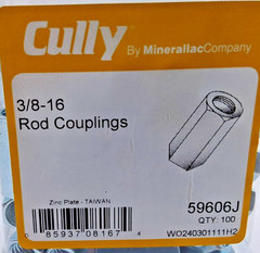 Minerallac Cully 59606J 3/8-16 Rod Couplings – Jar of 100