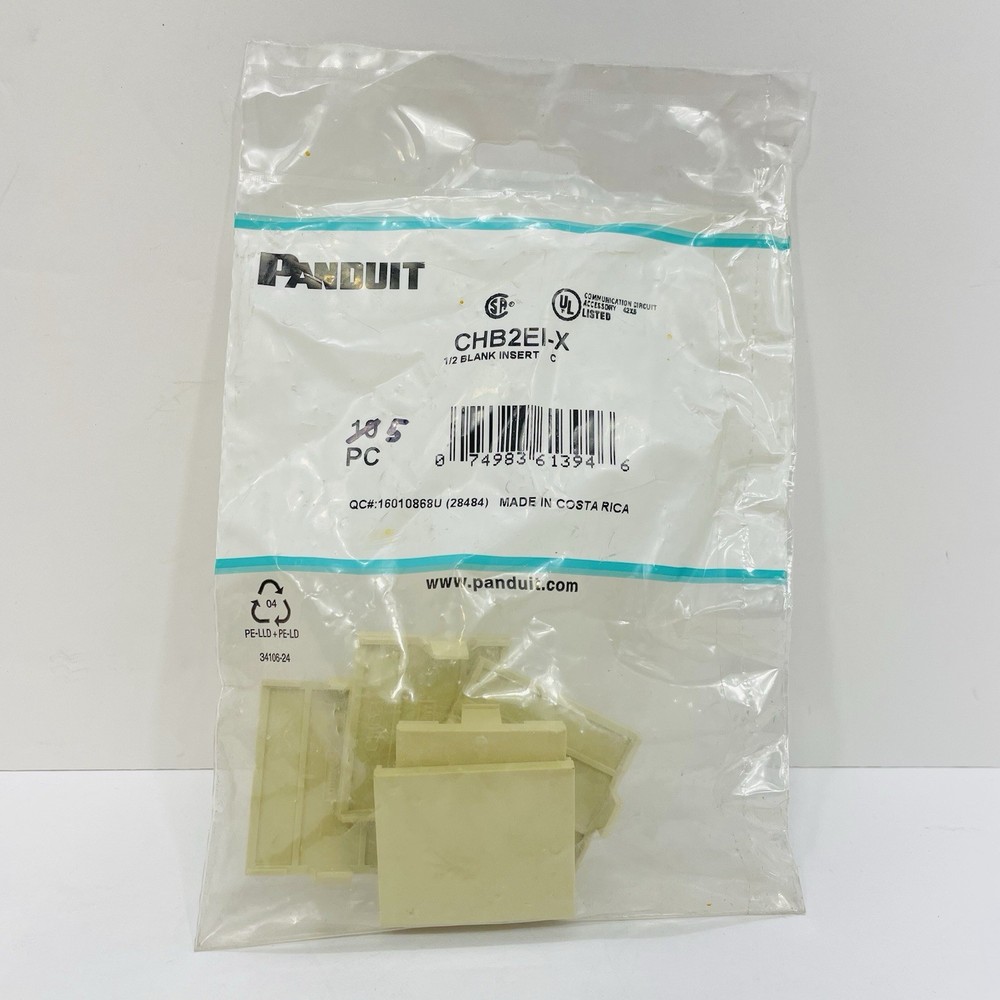 Qty 5 Panduit CHB2EI-X 1/2 Blank Inserts Ivory ~New Surplus~