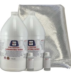 Fiberglass Repair Kit 2 Gal of Polyester Resin 1708x50x10 Yard Biaxial Cloth