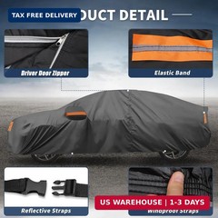 X AUTOHAUX Car Cover for Honda Civic Sedan/Coupe 210D-PU Outdoor Full Car Cover