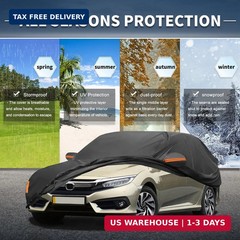 X AUTOHAUX Car Cover for Honda Civic Sedan/Coupe 210D-PU Outdoor Full Car Cover