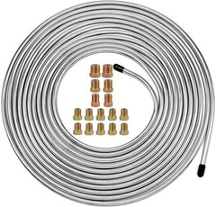 25Ft 3/16 Inch Brake Line Kit – Zinc Coated Double-Walled Steel Brake Tubing wit