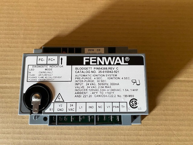 Genuine Blodgett / Fenwal Ignition Control 24VAC Input 54388 / 35-615943-921 NEW