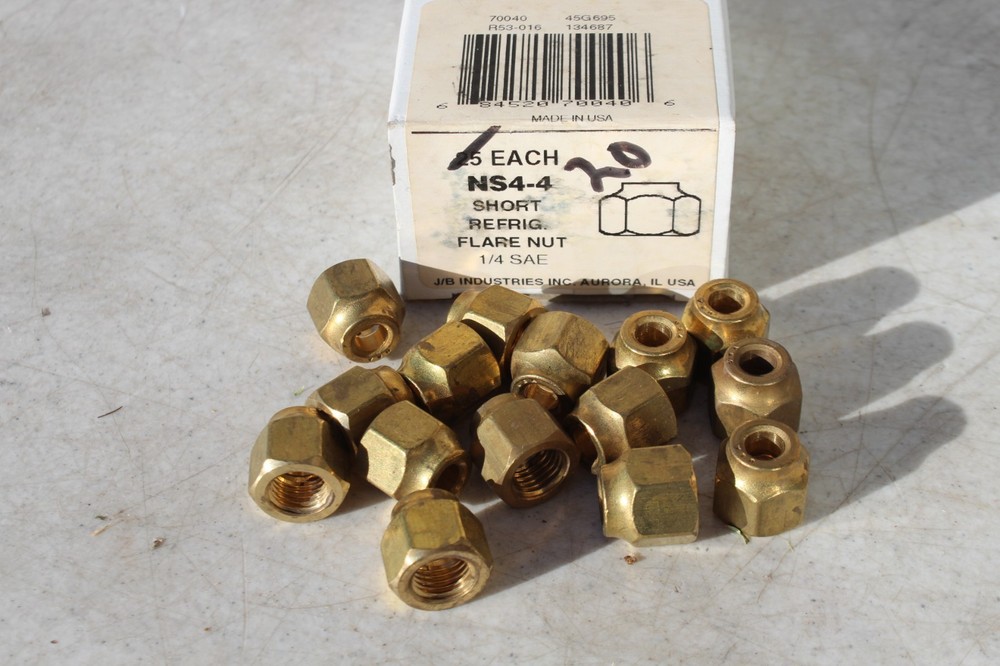 15 LOT JB Industries NS4-4 Short Refrigeration Nut 1/4 in Nominal Flare 3000 psi