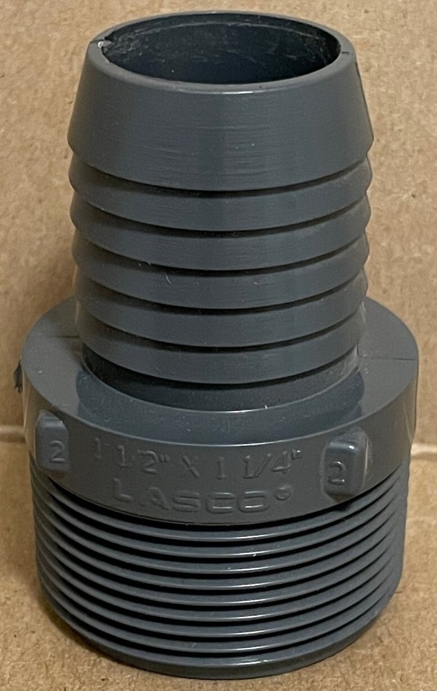 LASCO 1 1/2″ x 1 1/4″ Schedule 80 PVC Male Insert Adapter – Insert x MPT – NEW