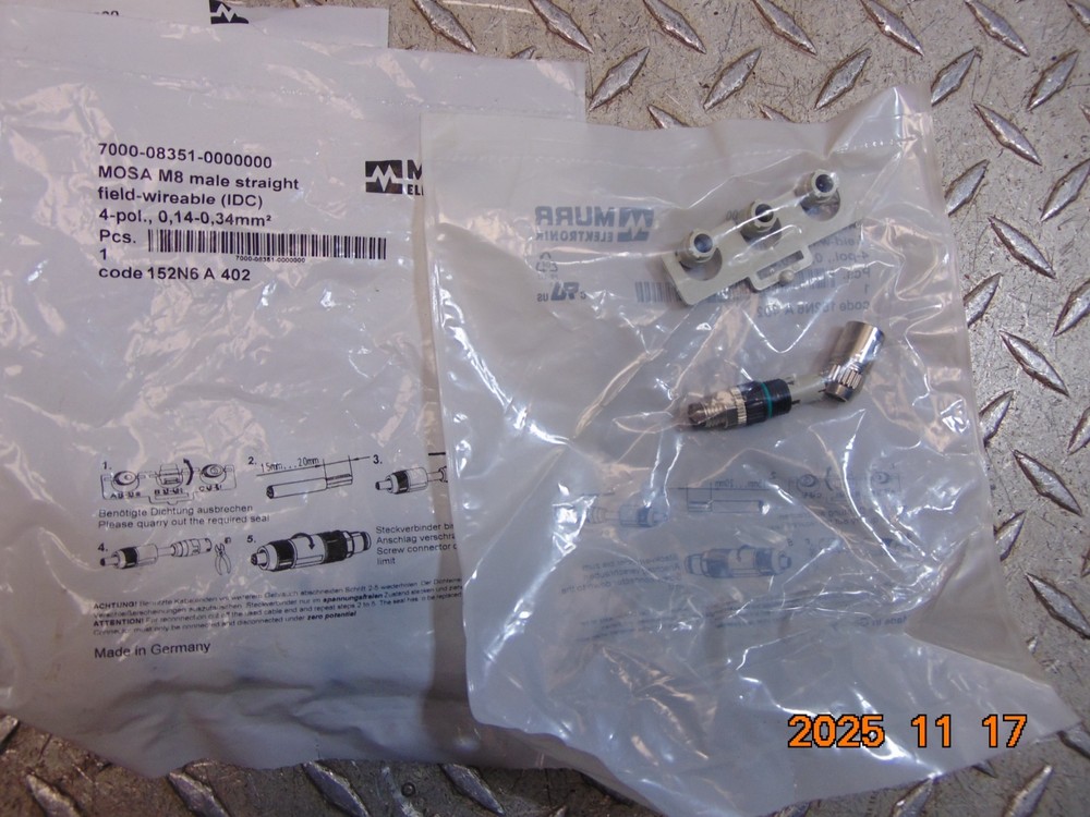 (1) MURR ELEKTRONIK 7000-08351-0000000 MOSA M8 MALE STRAIGHT FIELD-WIREABLE