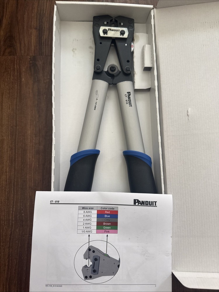 Panduit CT-810 Hand Crimping Tool – 8 to 1/0 – Hex Crimp Profile – For Copper…