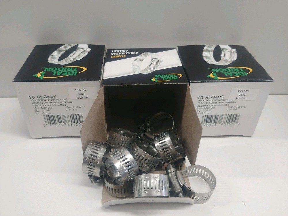 LOT OF (30) NEW IN BOX! HY-GEAR STAINLESS STEEL 1/2″-1-1/16″ HOSE CLAMPS 6810