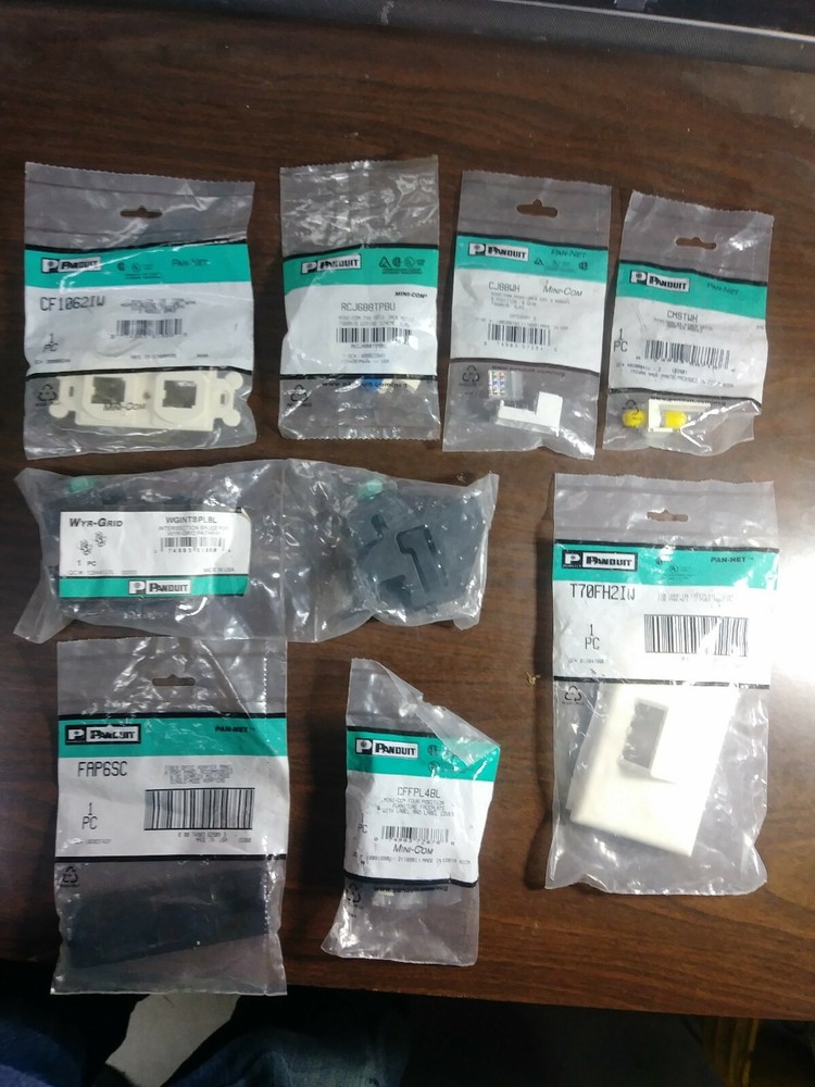 PANDUIT ASSORTMENT BUNDLE LOT OF 8 PAN-NET WYR-GRIP MINI-COM NEW IN PACKAGE