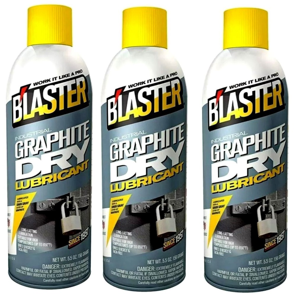 Blaster Corp 8-GS, B’LASTER Industrial Graphite Dry Lubricant 5.5 oz, Pack Of 3