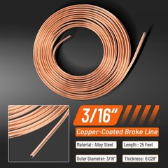 Set 25Ft 3/16″ Copper-Coated Brake Line Kit With 16 Fittings, 2 Union and 4 Nut