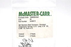 GARDNER SPRING 36058GS COMPRESSION SPRING 0.36″ OD (LOT OF 5)