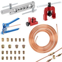 Set 25Ft 3/16″ Copper-Coated Brake Line Kit With 16 Fittings, 2 Union and 4 Nut