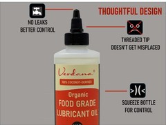 Organic Food Grade Lubricant Oil – NSF H1, Non-GMO, Petroleum-Free – 8 Fl Oz for