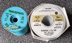 Qty 6 Techspray 1822-10F No-Clean Green No 3 & Qty 1 Kester Sn63Pb37 1.1% Solder