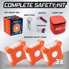NEW MARCALA 3-Pack LED Road Flares w/ Batteries – 3 Bonuses Included!