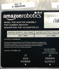 New Amazon Robotics 600-01276 POE Adapter Assembly 2.0 24W 12V/48V RJ45 Ethernet