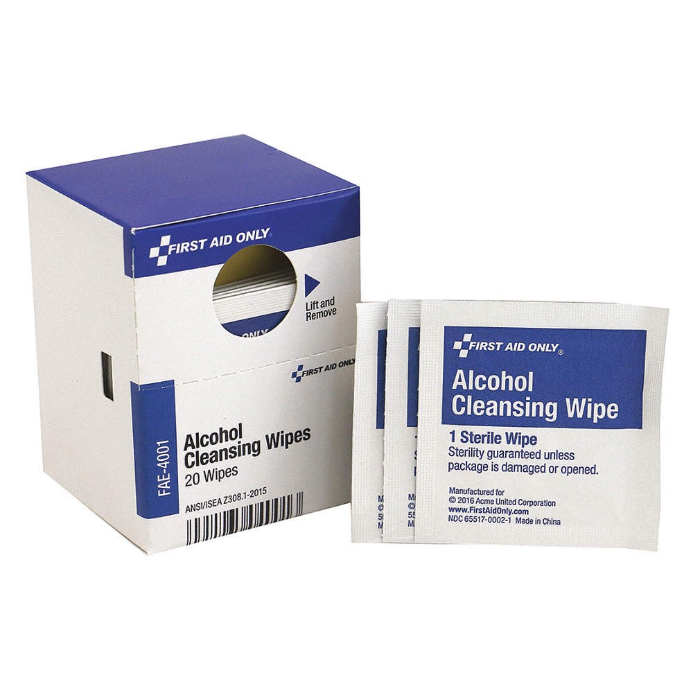 FIRST AID ONLY FAE-4001 Topical Antiseptic,Wipes,PK20 3WHR6