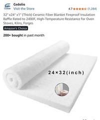 Ceramic Fiber Blanket 2400F 8# High Temp Thermal Insulation 1″x24″x32″