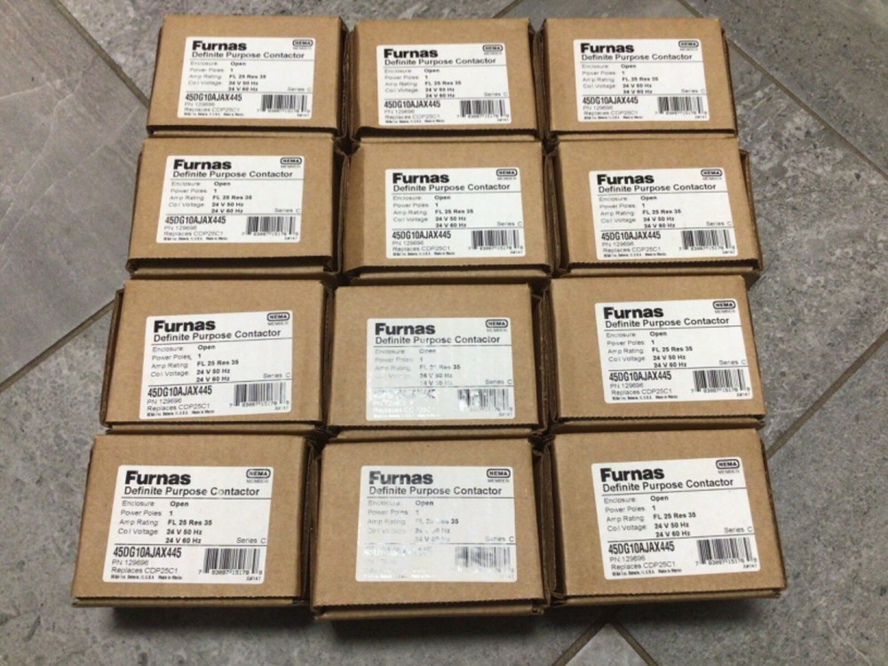 Lot of 12 Furnas Definite Purpose Contactor 24V 50HZ 24V 60HZ 45DG10AJAX445 NEW