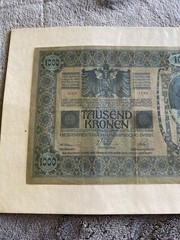 Pre WWI Currency 1000 Tausend Kronen Bank Notes Austria Hungary 1902 Good Cond!