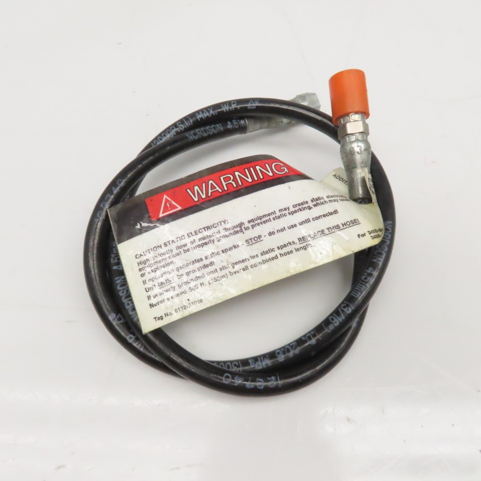 Nordson 123740 3/16″ ID Hose 1/4″ JIC Flare Female Swivel Ends 36″ OAL 3000PSI