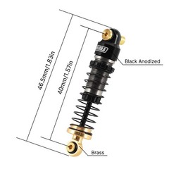 40mm Big Bore Oil Shocks, 1/24 SCX24 FCX24M Upgrade, 4.3g, Aluminum, Brass