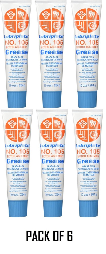 6x Lubriplate L0034-094 No. 105 Motor Assembly Grease, 10 oz Free Shipping