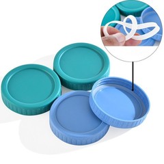5Pcs Mason Jar Lids, Regular Mouth 86mm Storage Lids Silicone Ring, Pink