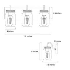 LNC Farmhouse Bathroom Vanity Light 3-Light Black & Brown w/ Mason Jar Glass