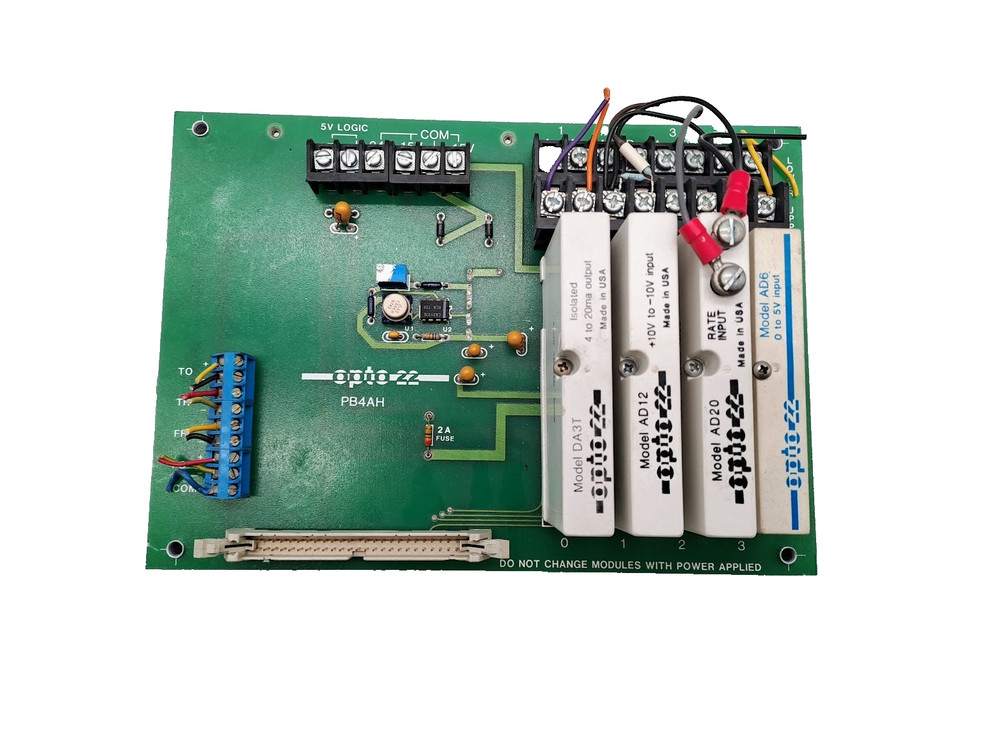 Opto22 PB4AH Circuit Board W/Optp22 DA3T/AD12/AD20/AD6