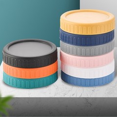5Pcs Mason Jar Lids, Regular Mouth 86mm Storage Lids Silicone Ring, Pink