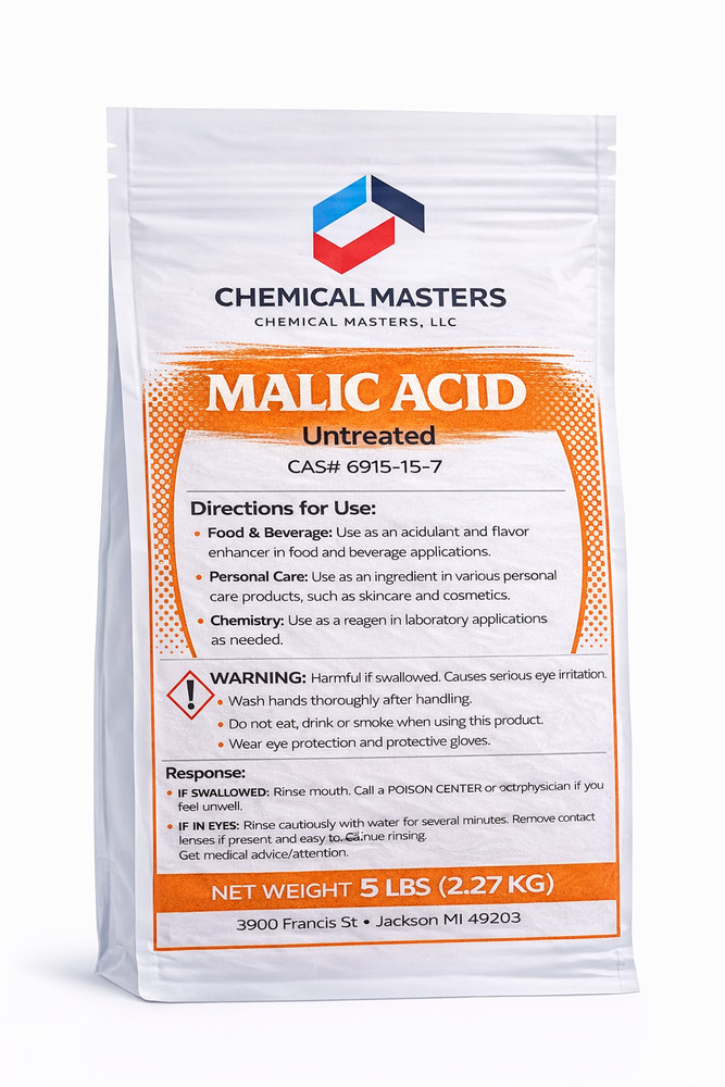 Malic Acid 5 LB Powder | Tech Grade | CAS 6915-15-7 | Cleaning & pH Adjuster