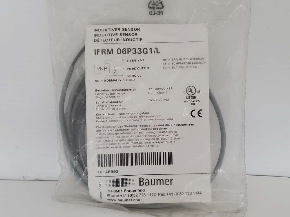 BAUMER IFRM 06P33G1/L INDUCTIVE SENSOR PNP NC 12-30VDC NIB