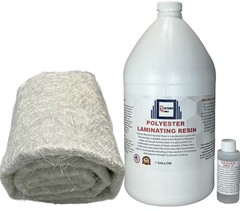 Fiberglass Repair Kit 1 Gal of Polyester Resin .75x50x5 Yard Chopped Strand Mat