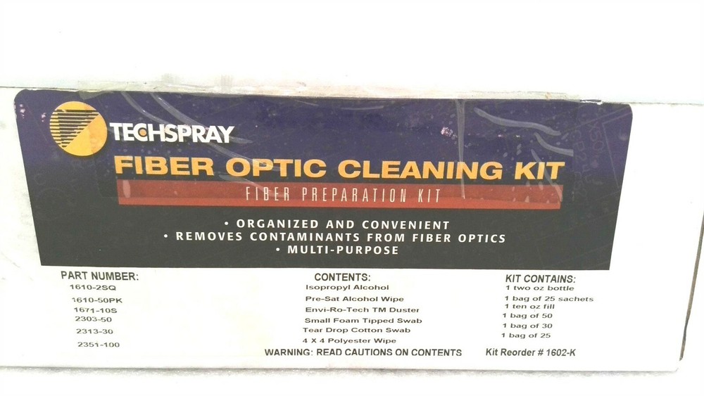 TECHSPRAY FIBER OPTIC CLEANING KIT RE-ORDER # 1602-K FIBER PREPARATION KIT