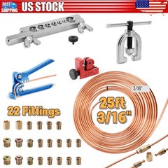 25Ft 3/16″ Copper-Coated Brake Line Kit With 16 Fittings, 2 Union + 4 Nut Set
