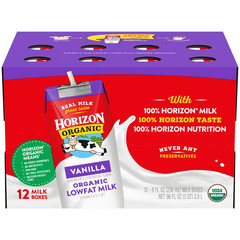 Shelf Stable 1% Lowfat Vanilla Milk Boxes, 8 Fl Oz, 12 Count