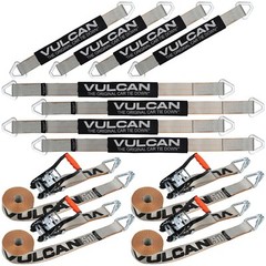 VULCAN Silver Series Axle Strap Tie Down Kit – Wire Hook Ratchet Straps