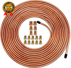 Upgraded Brake Line Tubing Kit 25 Ft. of 3/16 Copper Coated Flexible Tube Roll