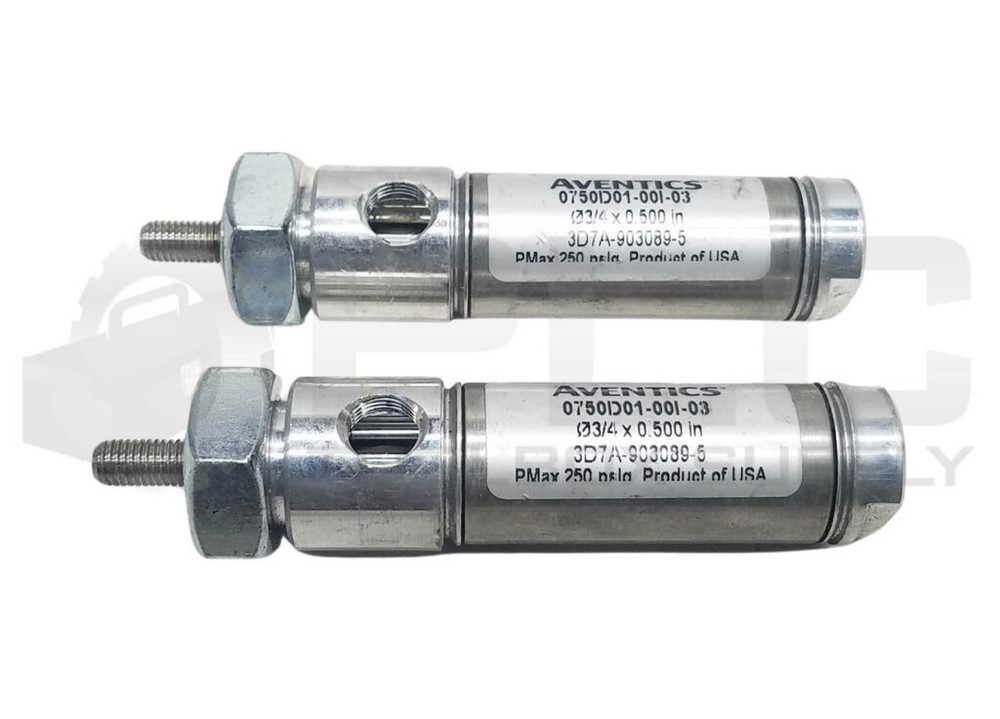 LOT OF 2 NEW AVENTICS 0750D01-00I-03 PNEUMATIC CYLINDER, 3/4″ BORE 0.500″ STROKE