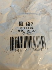 One Package Of 2 No. 60-2 Offset Links Made In USA CT-7233