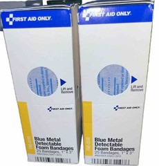 FIRST AID ONLY FAE-3110 SC 25 Blue Metal Foam Bandages, 1″x3″ Brand New Lot Of 2