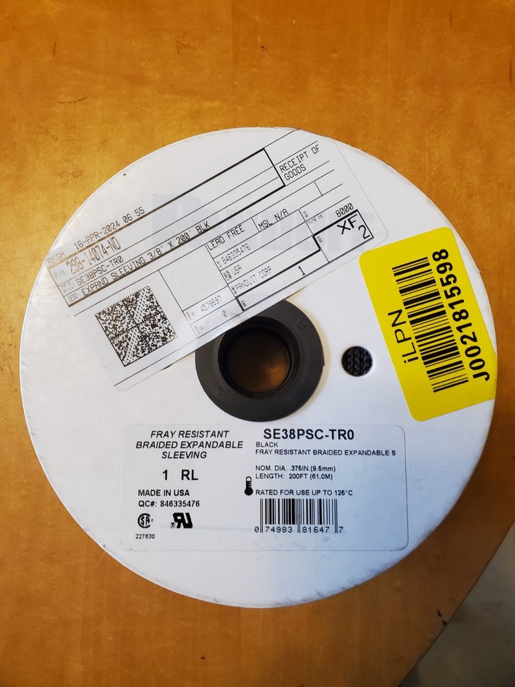 PANDUIT PanWrap SE38PSC-TR0 200ft Expandable sleeving 3/8″ black roll NEW